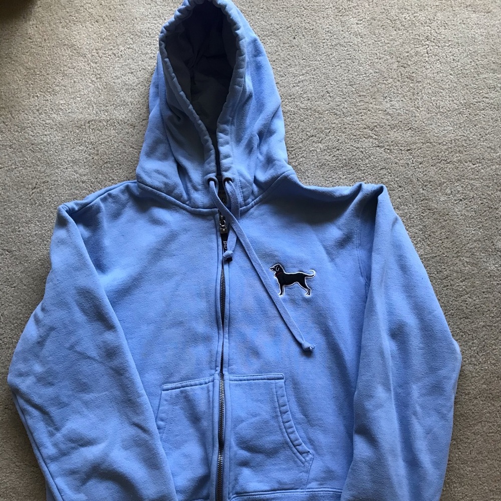 The Black Dog Light Blue Hooded Sweatshirt Full Metal Zipper Size S